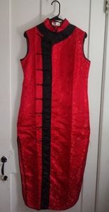 Manderin Style Collar Satin Dress